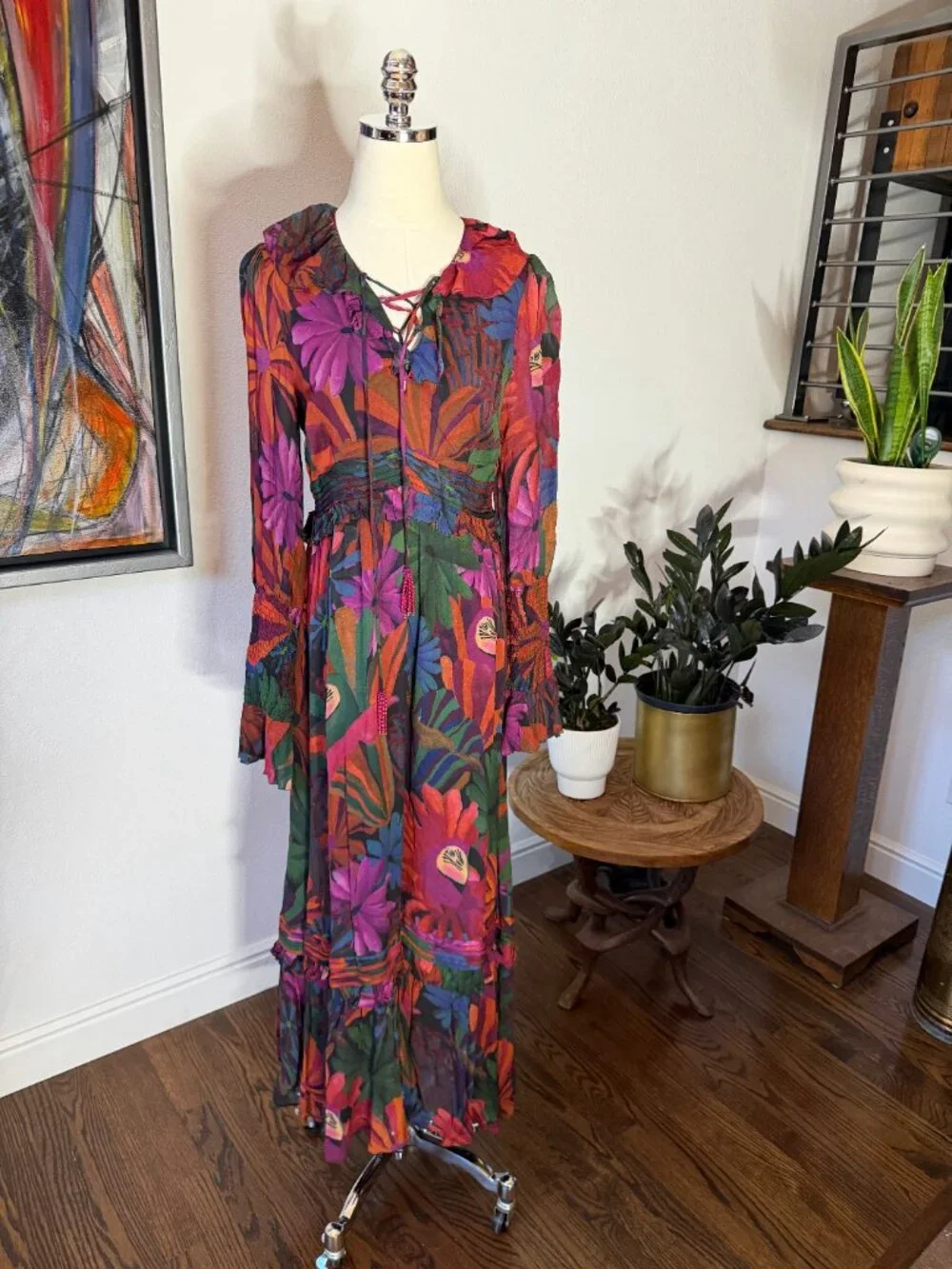 β¨ NWT FARM Rio "Bird Flowers" Maxi Dress β SOLD OUT Print β Size M NEWβ¨ - Picture 3 of 16